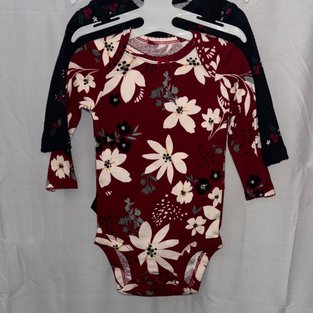 Carter's Burgundy Floral Long Sleeve Bodysuit